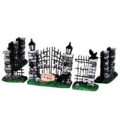 Lemax Spooky Iron Gate And Fence, Set Of 5 - 34606